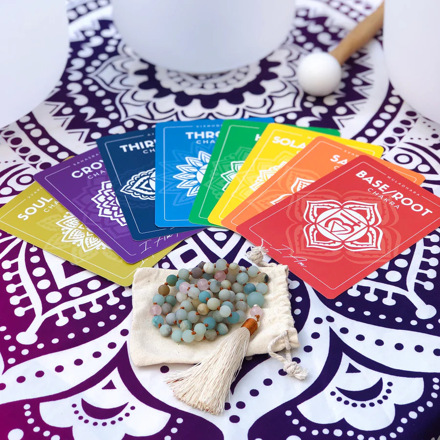 Meditation Pack: Mala Beads & Chakra Cards