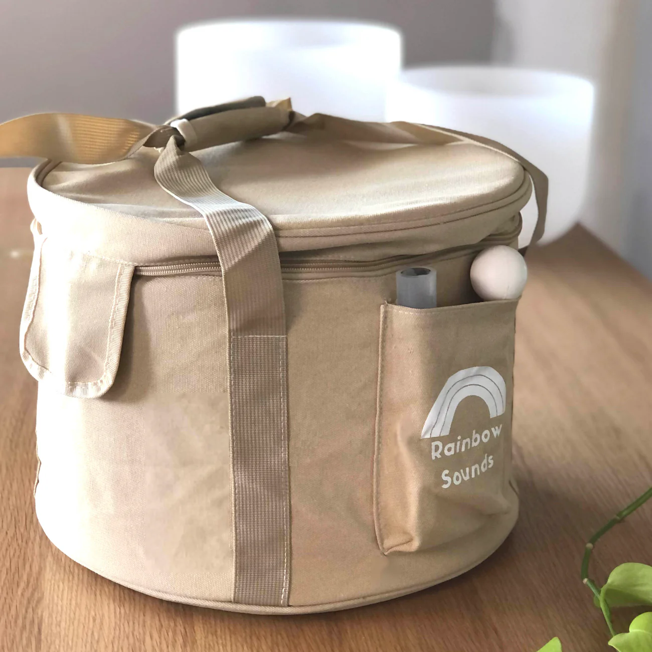 2 x Beige Carry Bags With Nesting Pouches