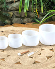 Set Of 4 White Crystal Singing Bowls
