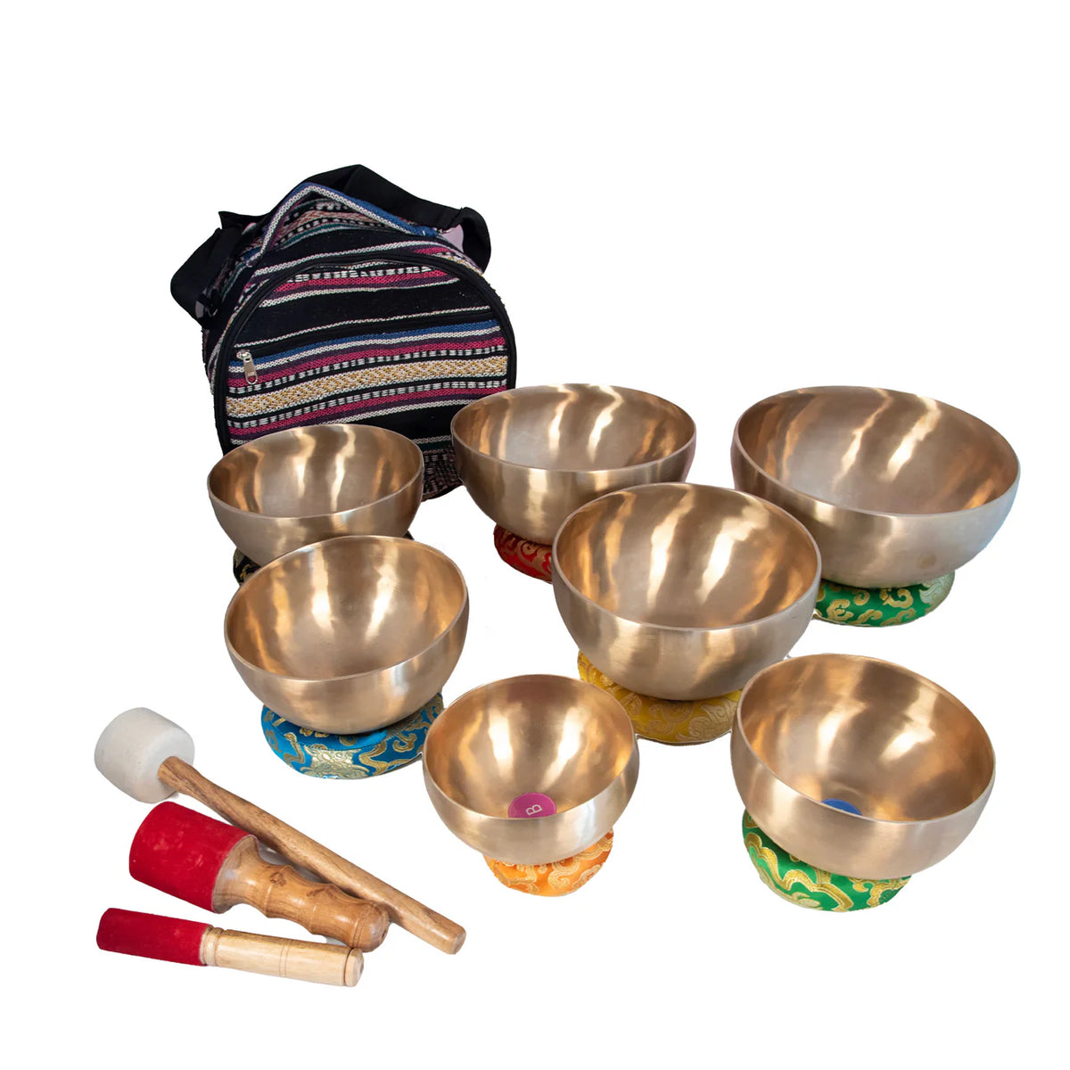 Deluxe Chakra Set Of 7 Tibetan Singing Bowls (3rd Octave) - STS USA
