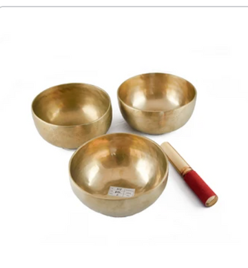 Tibetan Singing Bowls Set Of 3 (2 Medium, 1 Small/Medium - Size 4th Octave)